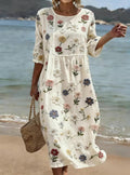 Women's Casual Floral Print Round Neck Dress