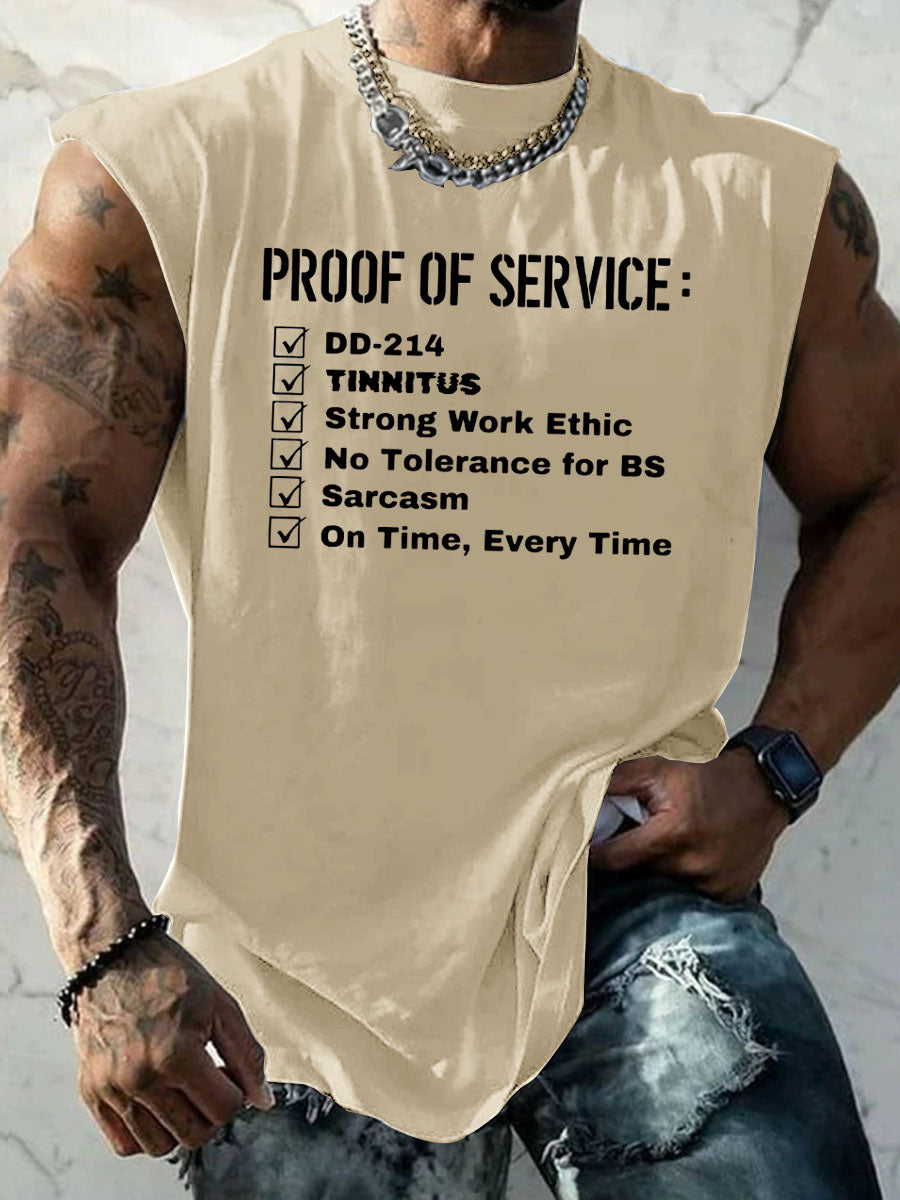 Men's Proof Of Service Pattern  Round Neck Tank 100% Cotton Top
