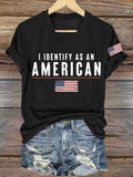 Women's I Identify As An American Printed T-shirt