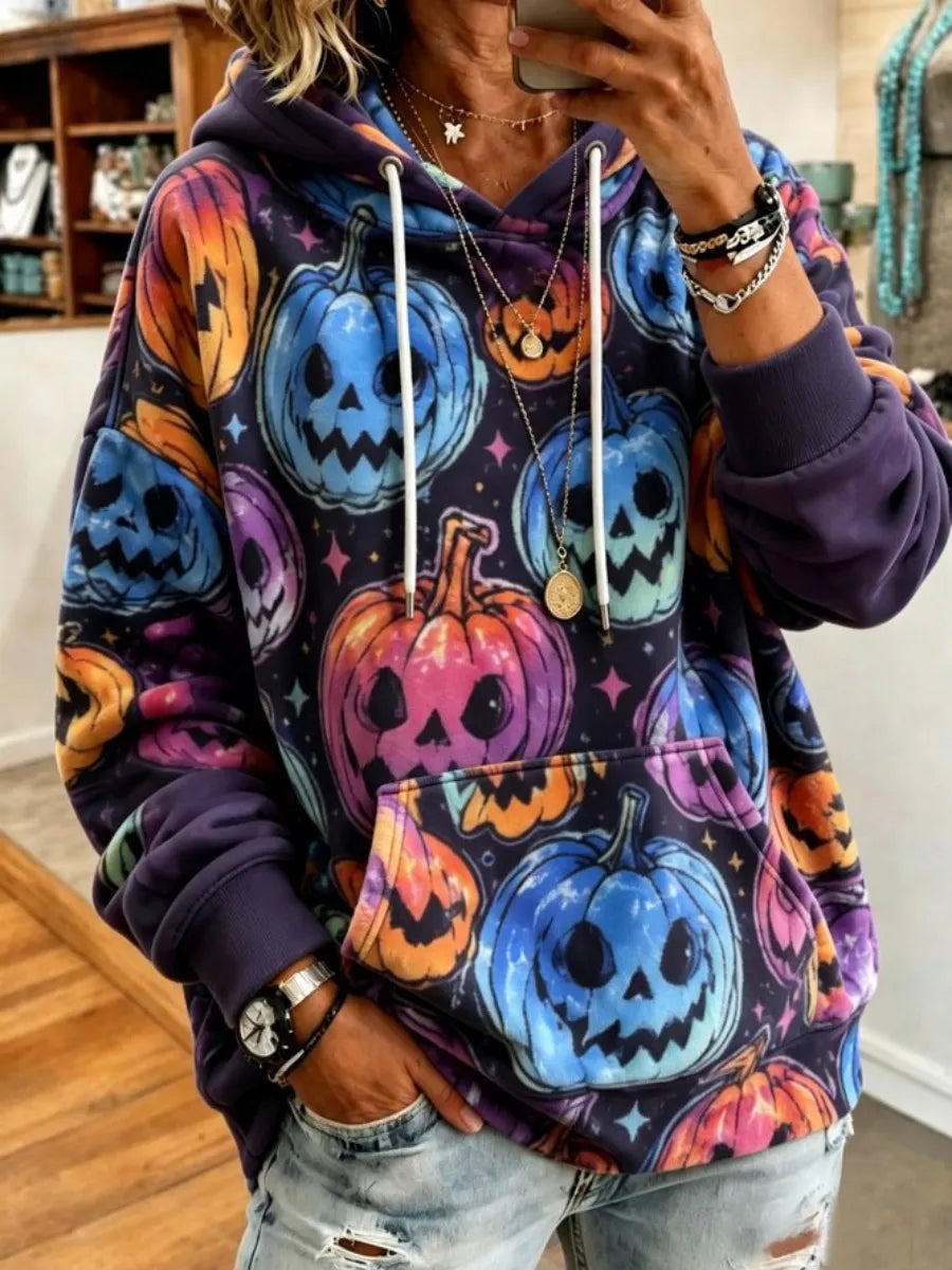 Women Cartoon Long Sleeve Vintage Holiday Spring/Fall Hoodie