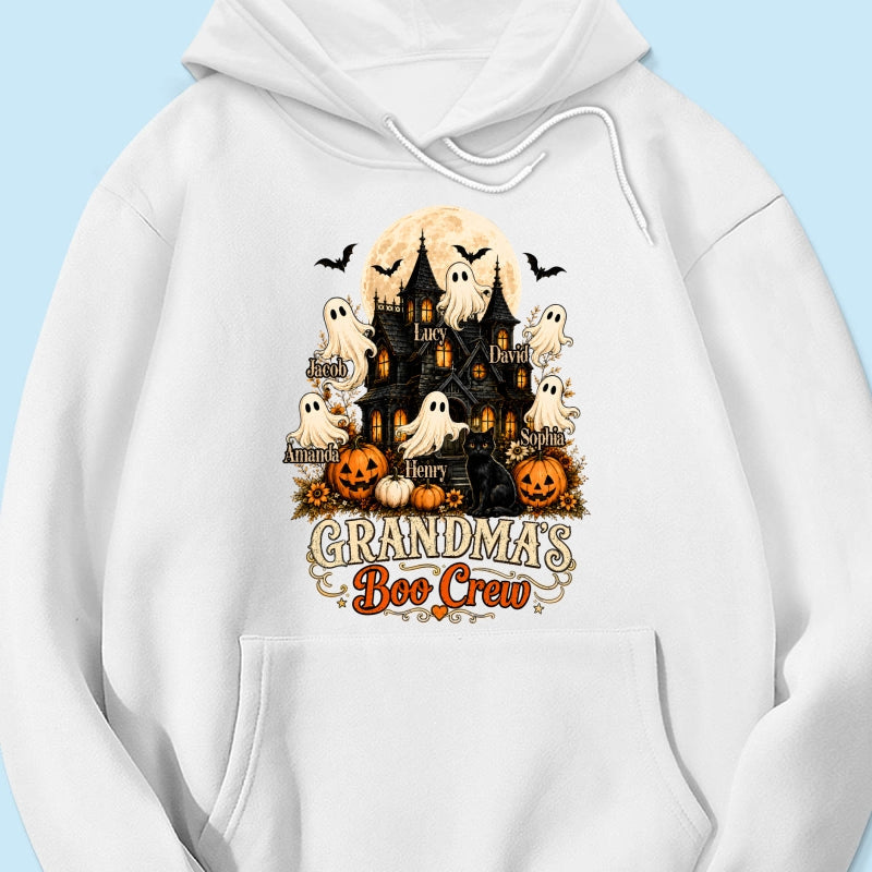 Grandma's Boo Crew Halloween Haunted House - Personalized Light Color Shirt - Gift for Grandma