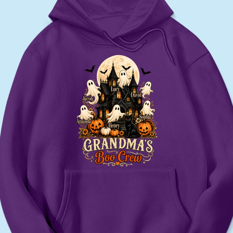 Grandma's Boo Crew Halloween Haunted House - Personalized Light Color Shirt - Gift for Grandma