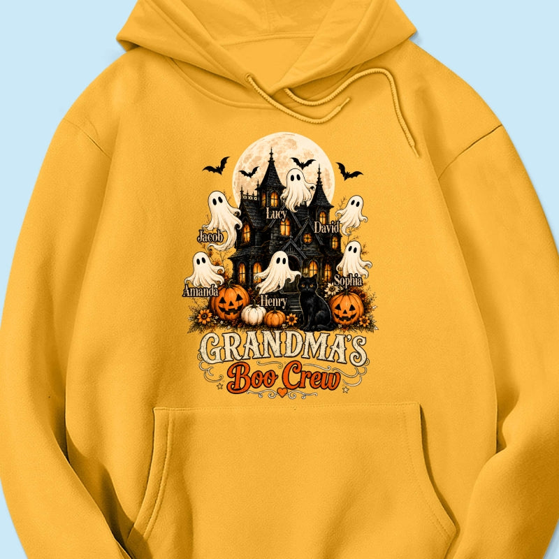 Grandma's Boo Crew Halloween Haunted House - Personalized Light Color Shirt - Gift for Grandma