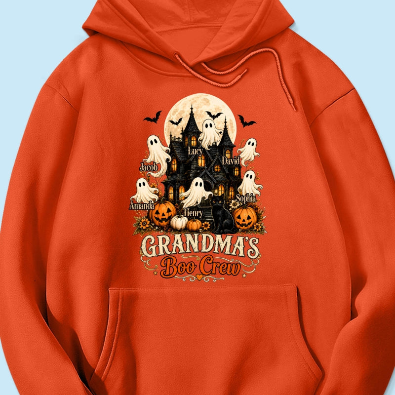 Grandma's Boo Crew Halloween Haunted House - Personalized Light Color Shirt - Gift for Grandma