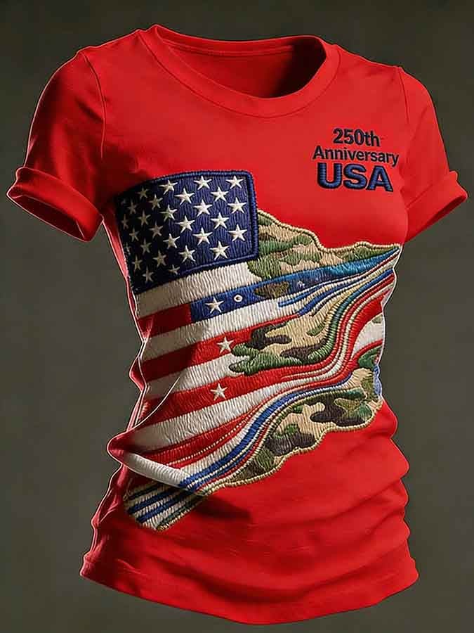 Women's 250th Anniversary Printed Casual Crew-Neck T-Shirt