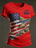 Women's 250th Anniversary Printed Casual Crew-Neck T-Shirt