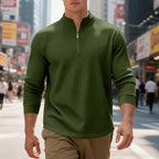 Men's Solid Color Waffle Weave Pullover Sweatshirt