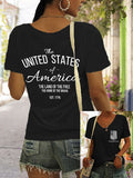 Women's In God We Trust Independence Day Print Casual T-Shirt