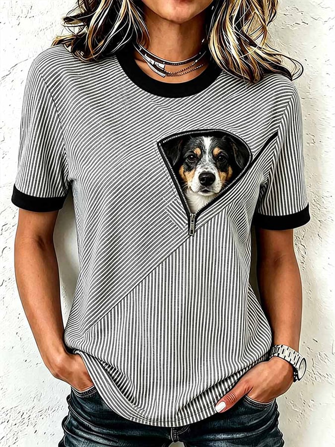 Women's Cute Dog  Printed Shirt