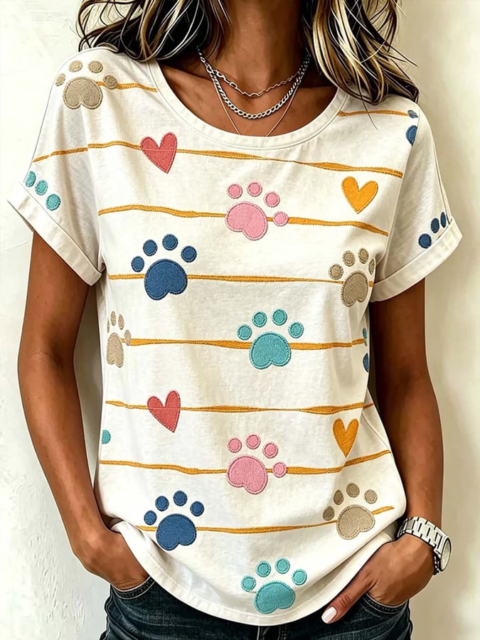 Women's Cat Paw Print T-Shirt