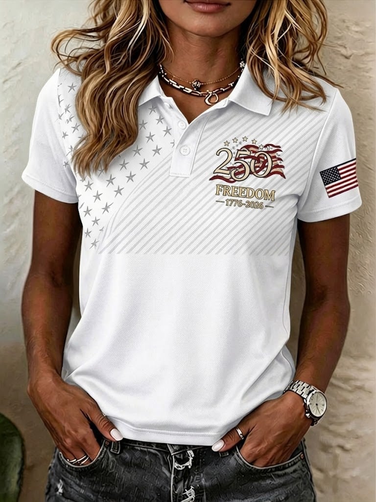 Women's America 250 1776-2026 Freedom Print V Neck T-shirt