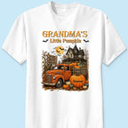 Retro Vintage Farmhouse Halloween Town Style Grandma's Little Pumpkins Truck - Personalized Shirt - Halloween Gift For Grandma