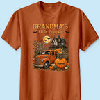 Retro Vintage Farmhouse Halloween Town Style Grandma's Little Pumpkins Truck - Personalized Shirt - Halloween Gift For Grandma