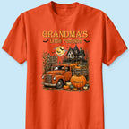 Retro Vintage Farmhouse Halloween Town Style Grandma's Little Pumpkins Truck - Personalized Shirt - Halloween Gift For Grandma