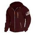 American Flag Fleece Contrast Raglan Zip Pattern Pocket Sweatshirt