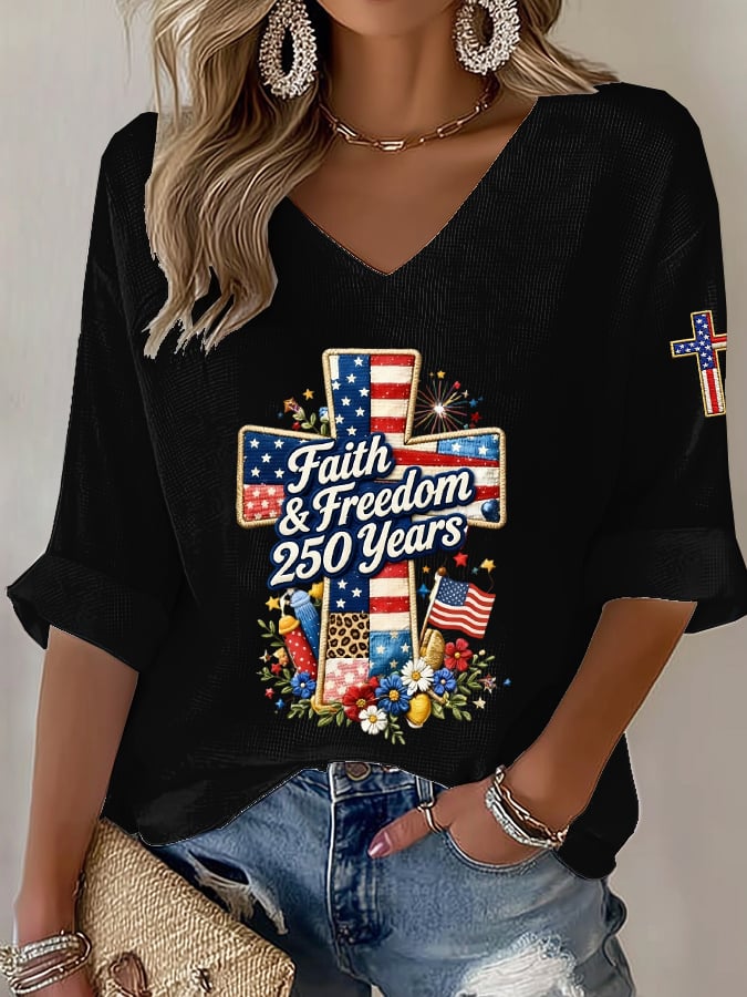 Women's American 250th Anniversary Faith & Freedom  Top