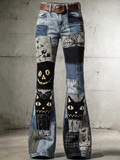 Women's Retro Halloween Art Print Flare Pants