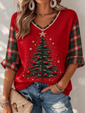 Women's Casual Printed Waffle Top