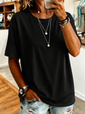Women'S Short-Sleeved Solid Color T-Shirt Top