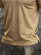 Men's Vintage Slub Cotton 100% Pure Cotton Stretch Short-Sleeve Henley T-Shirt