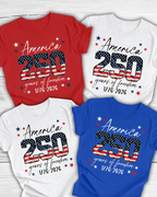 100% Cotton USA 250th Anniversary Crew Neck Short Sleeve Tshirt