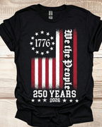 100% Cotton Vintage Independence Day 250 Years Crew Neck Short Sleeve Tshirt