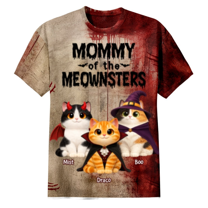 Mommy Daddy Of The Meownsters Cats - Personalized Shirt - Halloween Gift For Cat Lovers