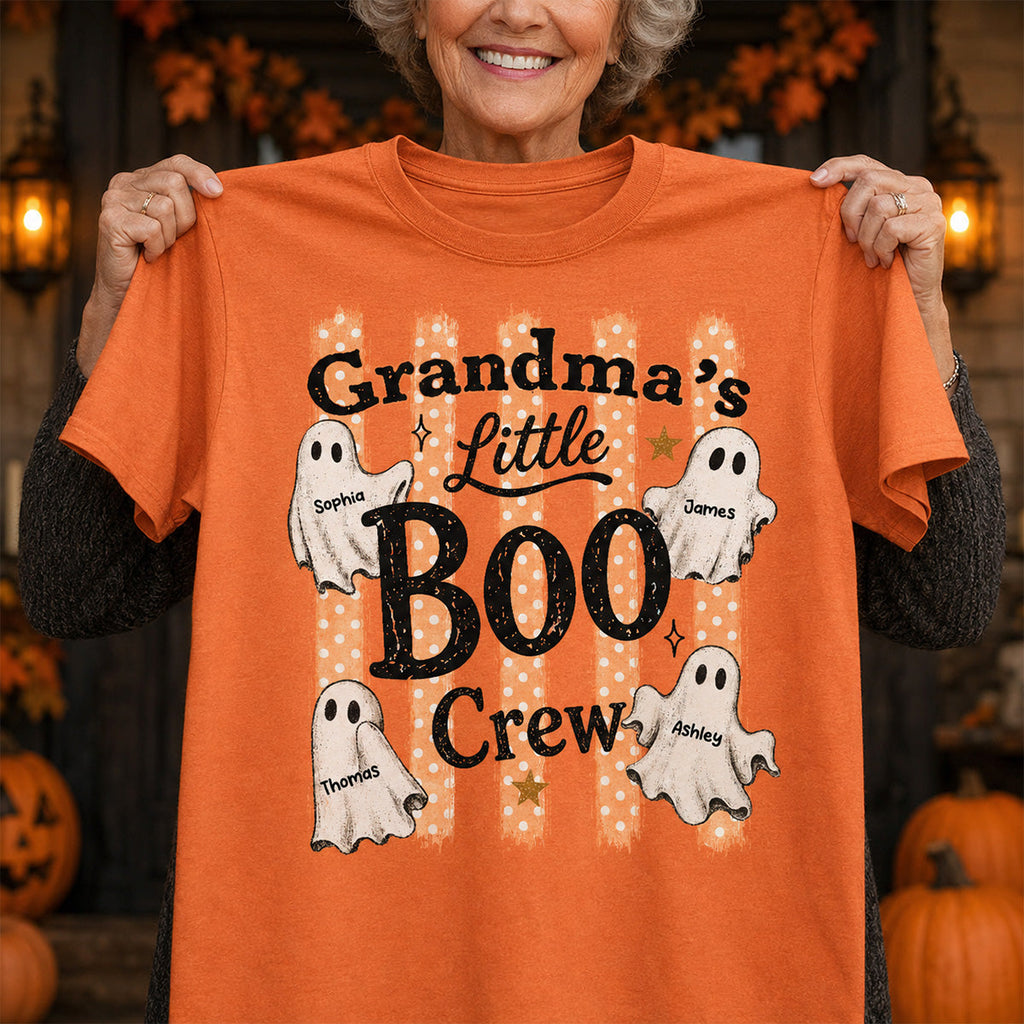 Grandma's Boo Crew Polka Dot Stripes - Personalized Shirt - Perfect Halloween Costume for Grandma