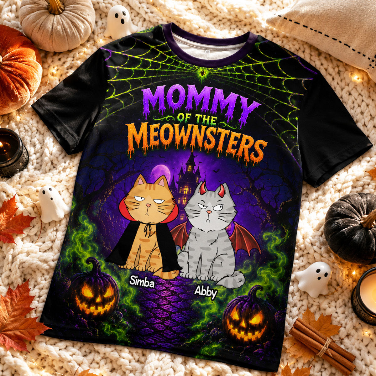 Spooky Cat Mom - Personalized Shirt - Halloween Gift For Cat Moms, Wife