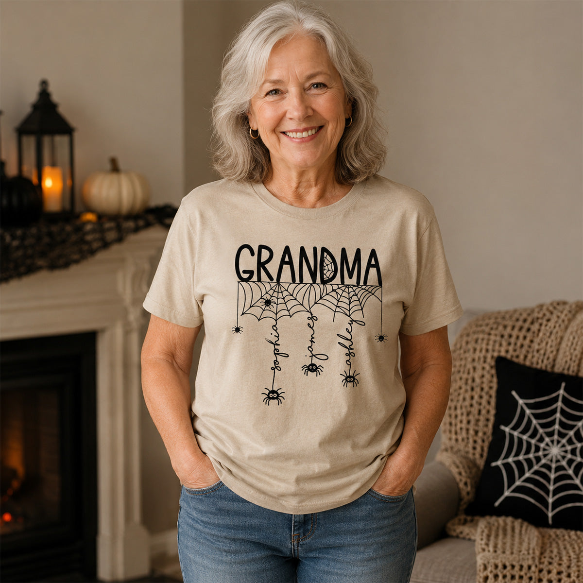 Halloween Grandma Mom Spooky Spiders - Personalized Shirt