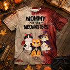 Mommy Daddy Of The Meownsters Cats - Personalized Shirt - Halloween Gift For Cat Lovers