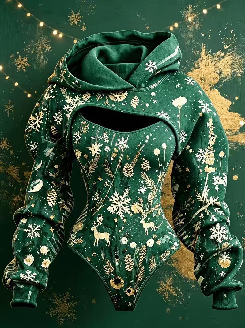 3D Cutout Hooded Waist Slim Bodysuit