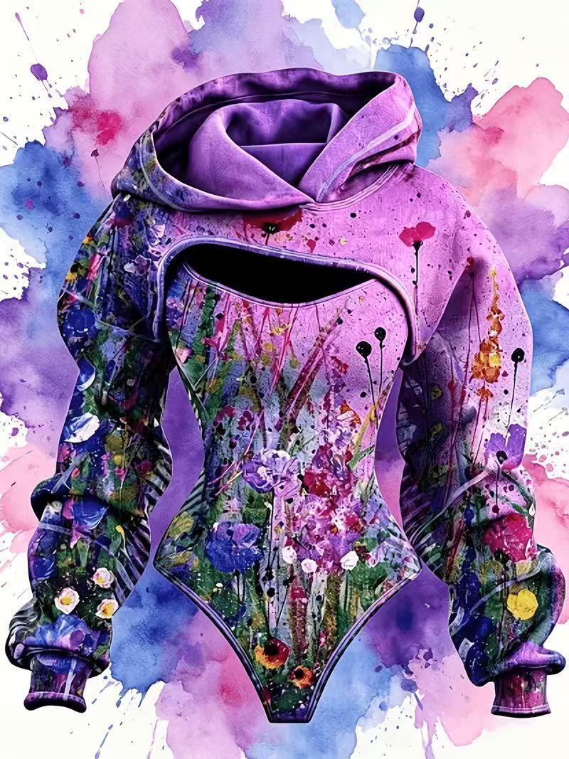 3D Cutout Hooded Waist Slim Bodysuit