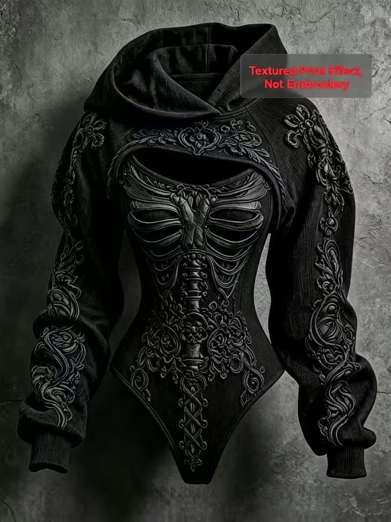 3D Cutout Hooded Waist Slim Bodysuit