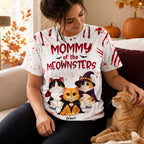 Horror Theme Mommy Daddy Of The Meownsters Cats - Personalized Shirt - Halloween Gift For Cat Lovers