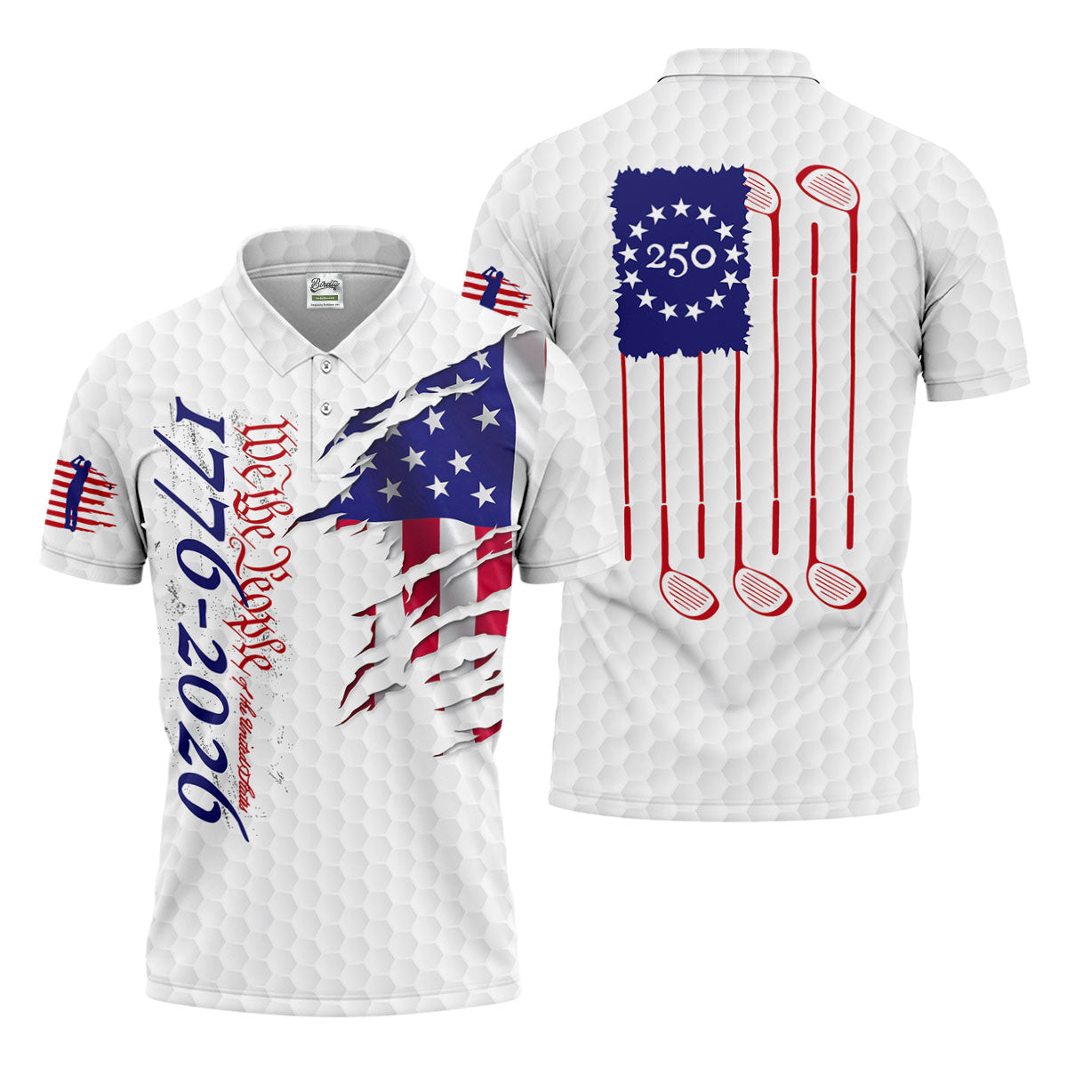 We The People Golf Tops For Men, 250 Years Of America Golf Shirt, 4th Of July Polo Shirts For Men