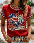 Statue of Liberty 250th Anniversary Print Crew Neck Short Sleeve Tshirt