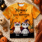 Halloween Theme Mommy Daddy Of The Meownsters Cats - Personalized Shirt - Halloween Gift For Cat Lovers