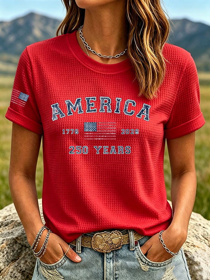 Women's United States 250TH Anniversary Print Waffle T-shirt
