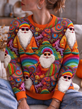 Women'S Retro Christmas  Printed Hoodie