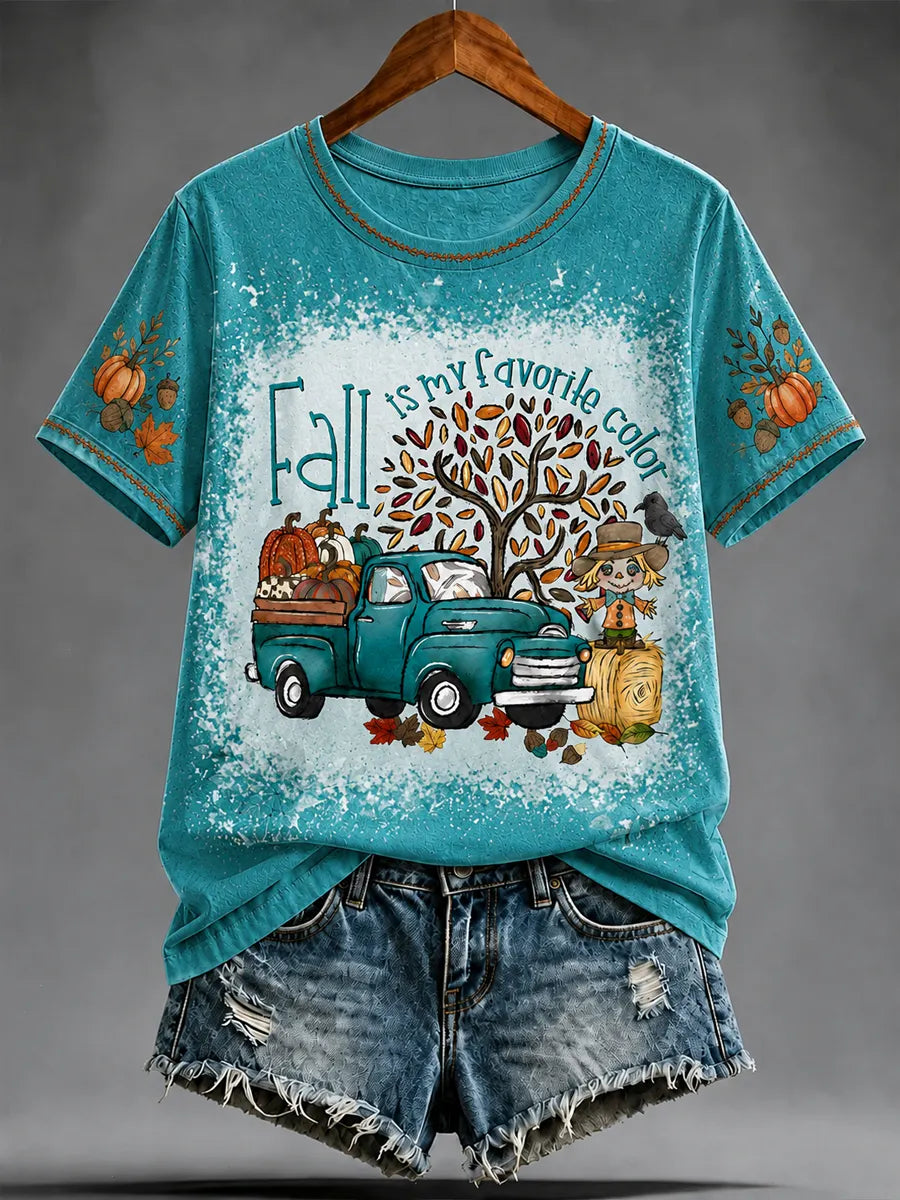 Women's Fall Printed short-sleeved T-shirt