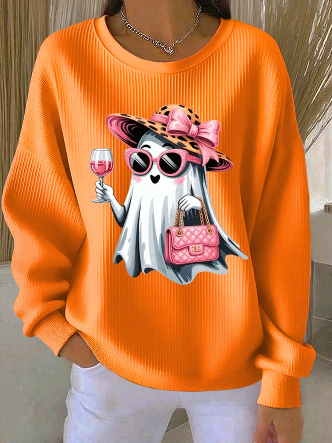 ?HOT SALE?Women'S Cute Ghost Print Casual Sweatshirt