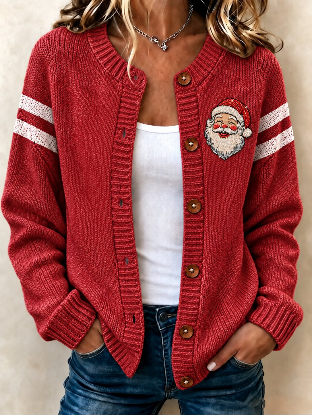 Lässiger bedruckter Strickcardigan für Damen
