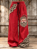 Women's Retro Santa Claus Print Casual Pants