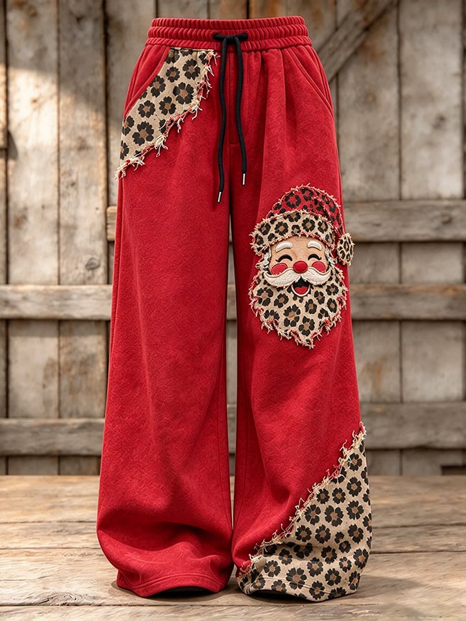 Women's Retro Santa Claus Print Casual Pants