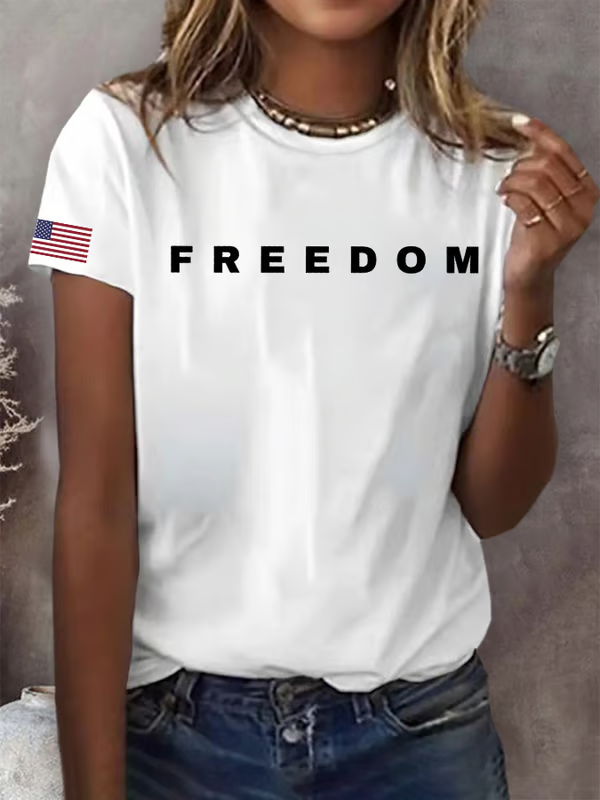 Women's Freedom  Pattern Round-Neck T-Shirt