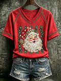 Women's Retro Christmas Print Top