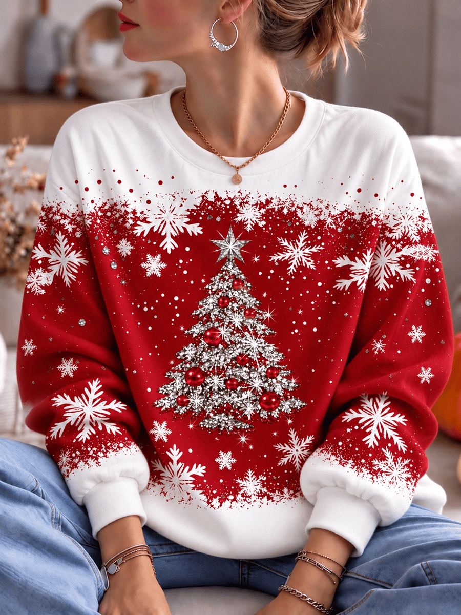 Damen-Sweatshirt mit Weihnachtsprint