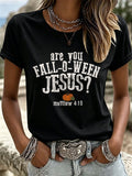 Women's Are you Fall-O-Ween Jesus? Print Short-sleeved T-shirt