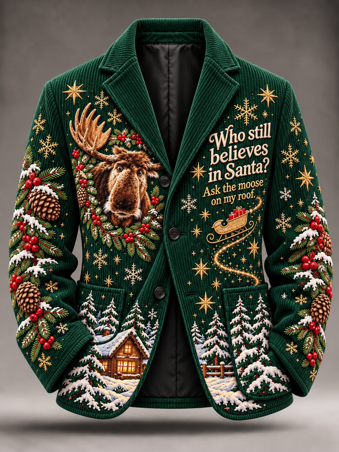 Herrenmantel mit deutschem Weihnachtsmotiv im Retro-Stil